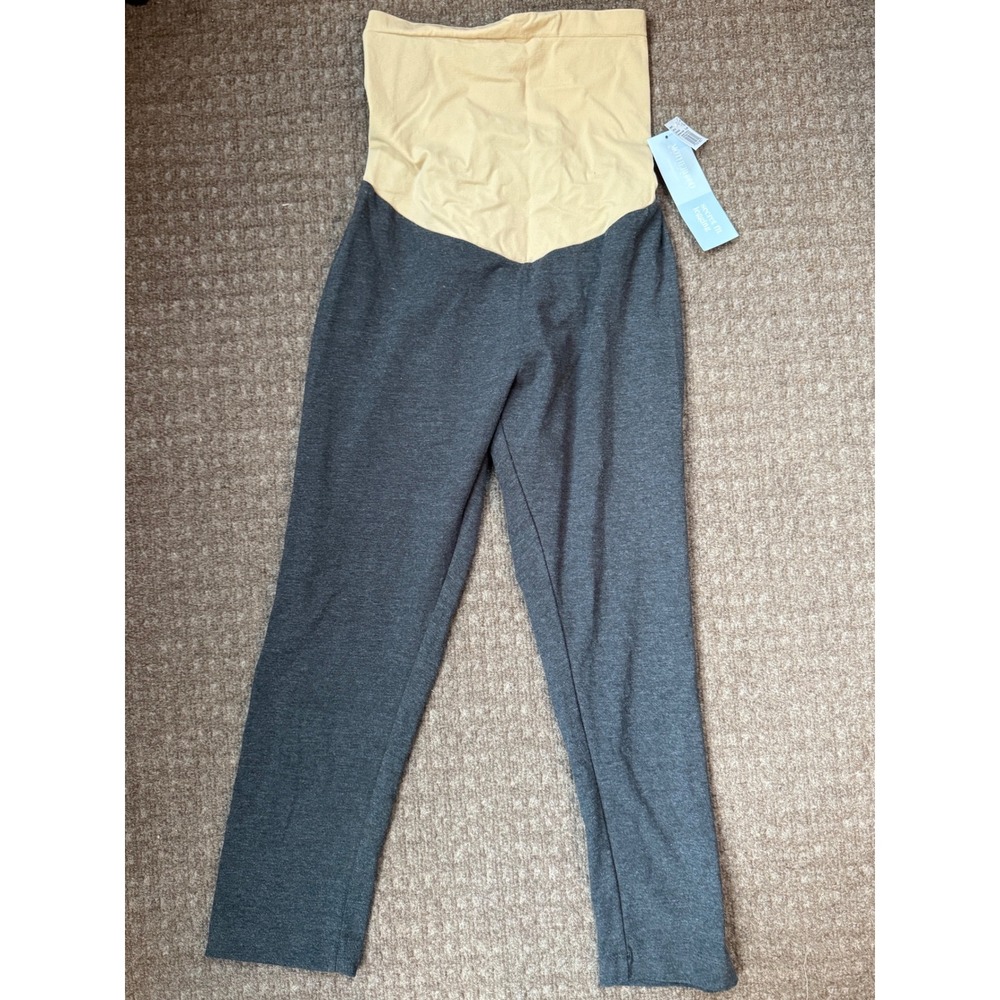 Motherhood Maternity Gray Secret Fit Leggings Over Belly Panel Large L‎